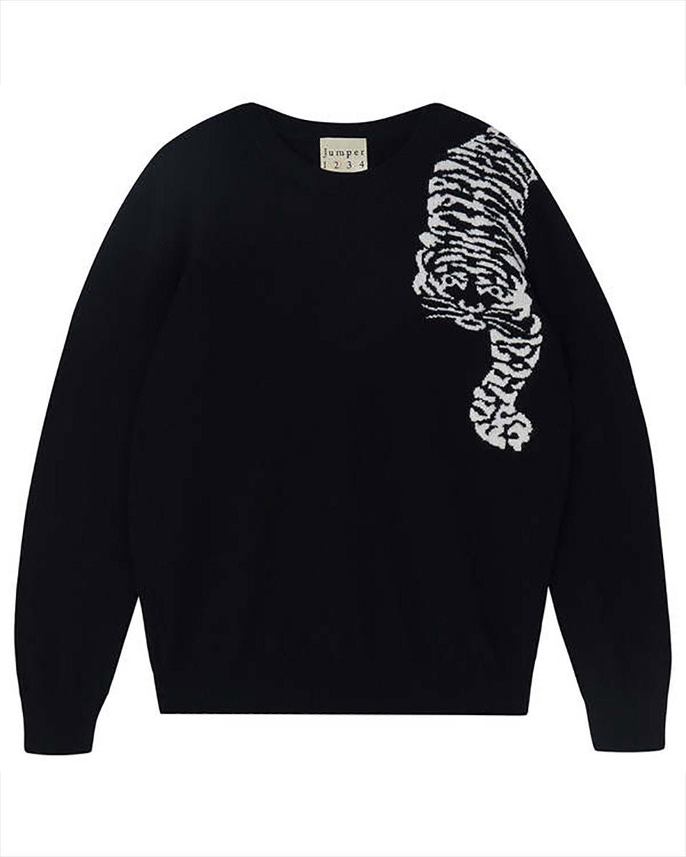 Creeping Tiger Cashmere Sweater-Sweaters-Jumper 1234-Black/Cream • Jumper 1234-1-Mercantile Portland