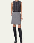 Crepe De Chine Pin Dot Blouse with Ruffle Details-Clothing-Akris Punto-Black/Cream-2-Mercantile Portland