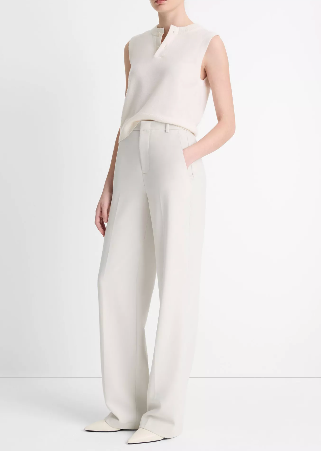 Crepe High-Rise Straight Leg Trouser-Clothing-Vince-Salt Glass-00-Mercantile Portland