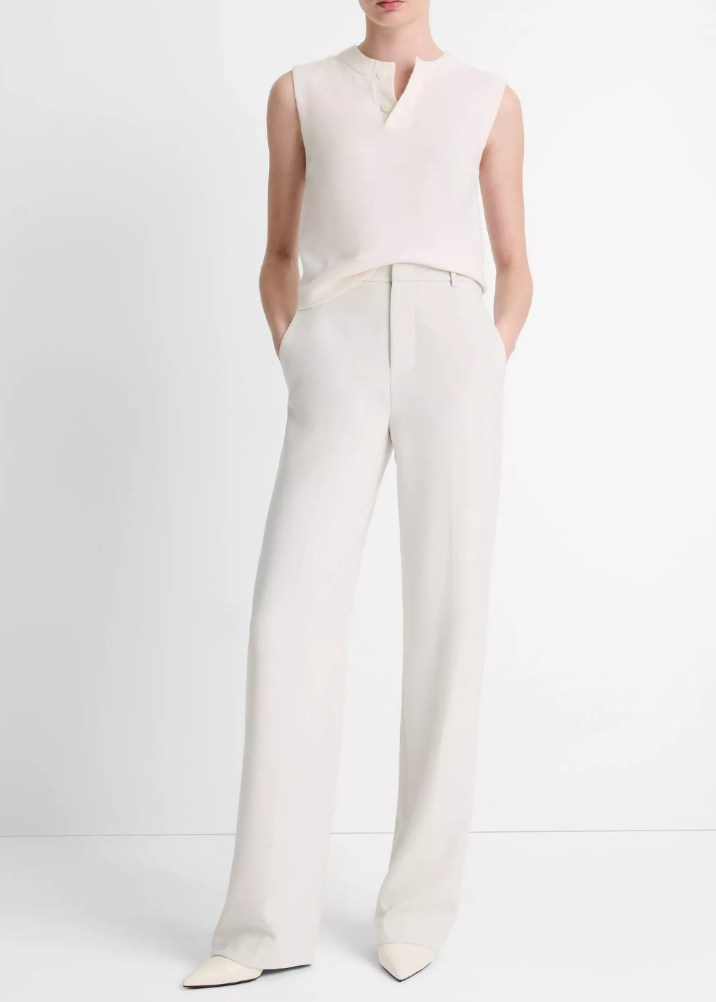Crepe High-Rise Straight Leg Trouser-Clothing-Vince-Salt Glass-00-Mercantile Portland