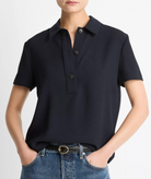 Crepe Polo Shirt-Tops-Vince-Coastal Blue-XS-Mercantile Portland