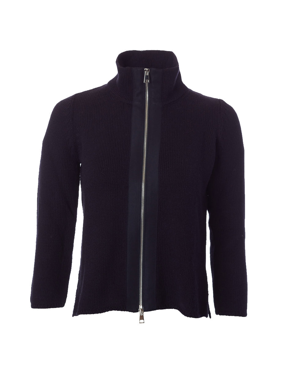 Creta Zip Cardigan-Clothing-Amina Rubinacci-Navy-40-Mercantile Portland