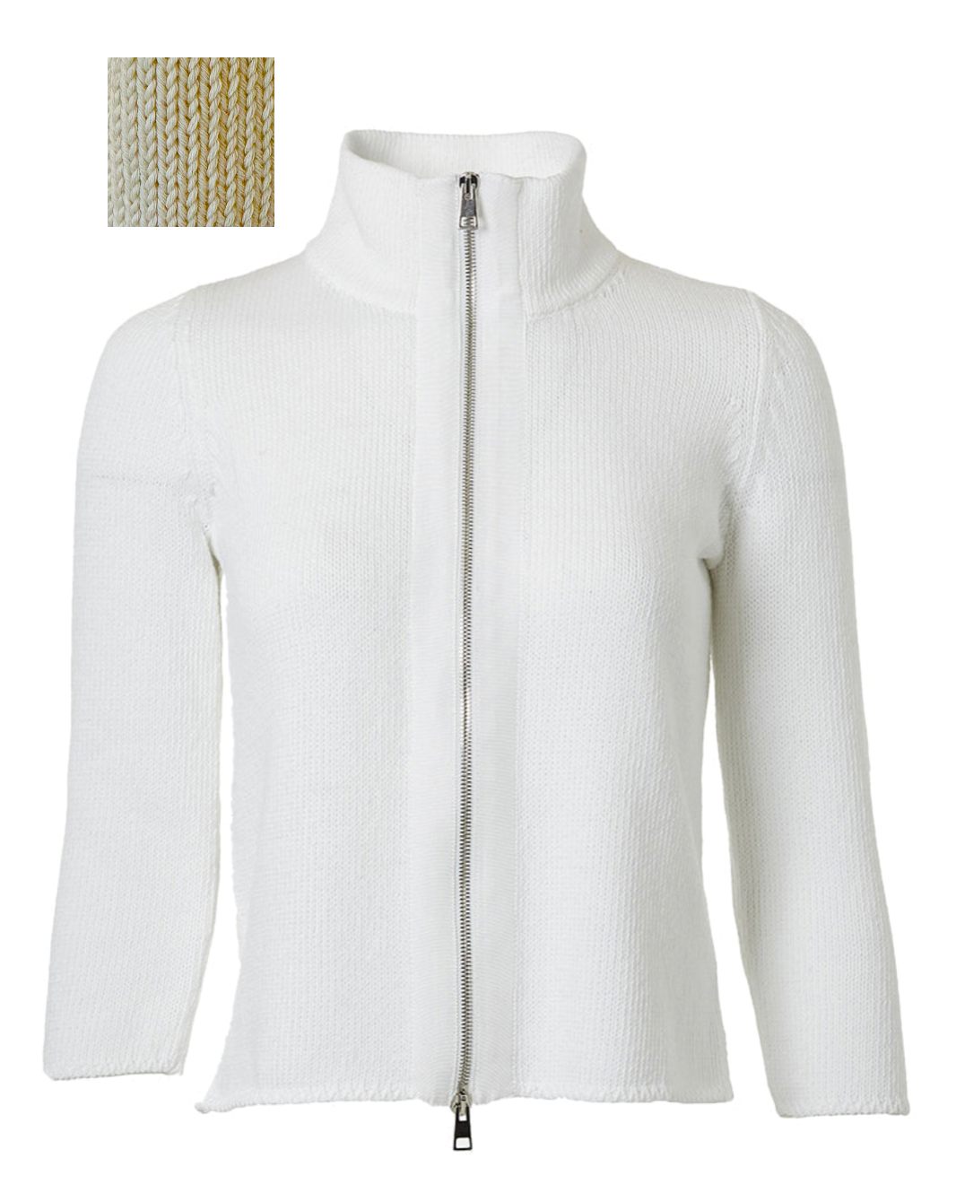 Creta Zip Cardigan in Ivory-Clothing-Amina Rubinacci-Ivory-42-Mercantile Portland