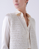 Crocheted Organic Cotton Vest-Sweaters-Amina Rubinacci-Vanilla-42-Mercantile Portland