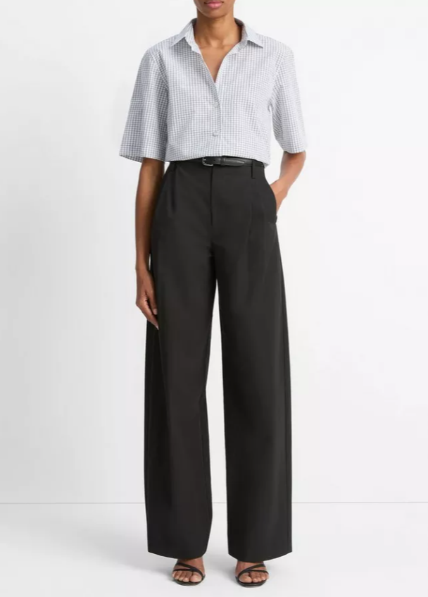 Cropped Check Shirt-Clothing-Vince-Off White Coastal-XXS-Mercantile Portland