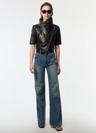 Cropped Leather Jacket in Black-Outerwear-Yigal Azrouel-Black-4-Mercantile Portland
