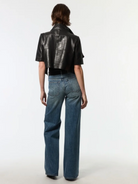 Cropped Leather Jacket in Black-Outerwear-Yigal Azrouel-Black-4-Mercantile Portland