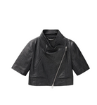 Cropped Leather Jacket in Black-Outerwear-Yigal Azrouel-Black-4-Mercantile Portland