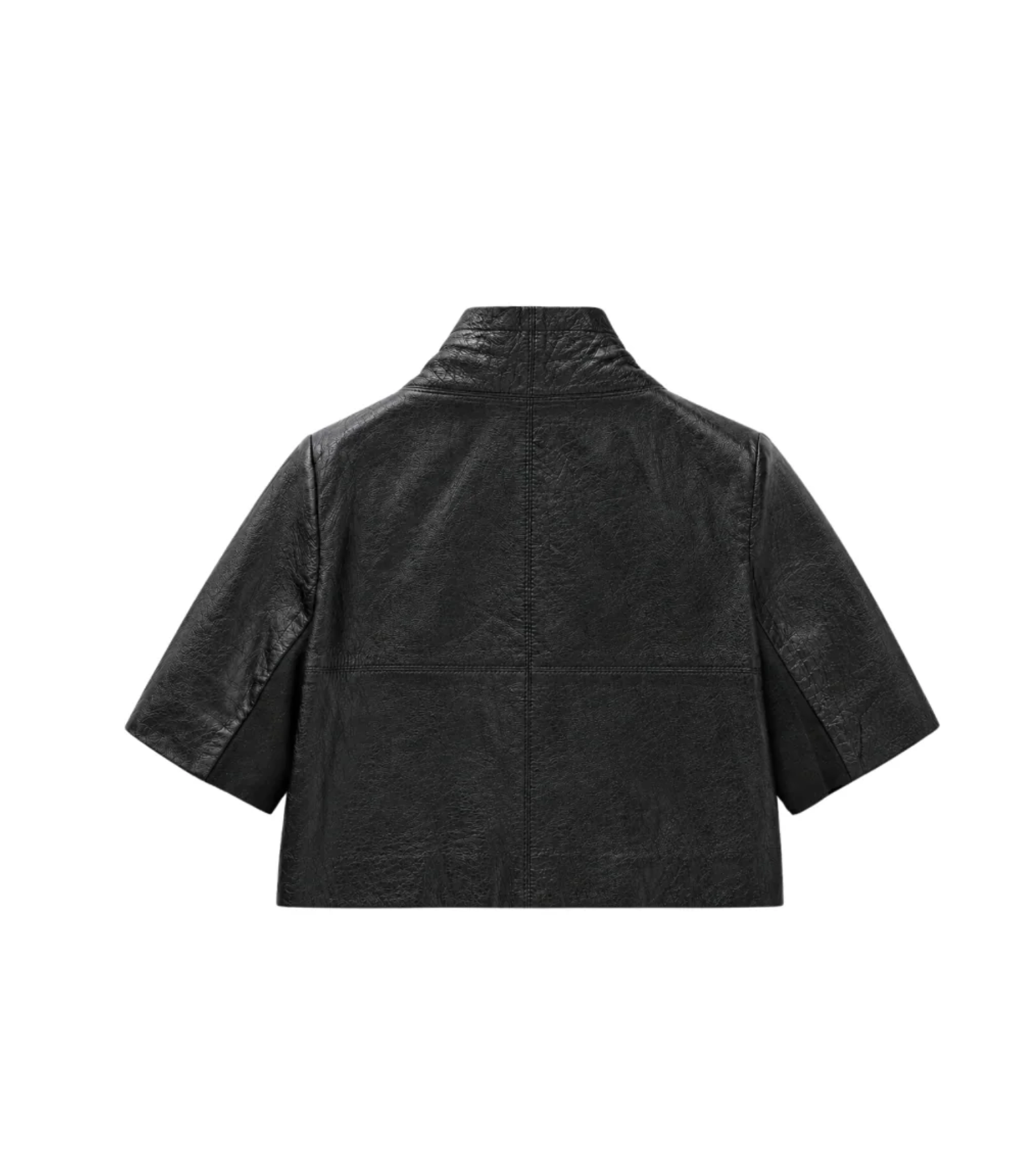 Cropped Leather Jacket in Black-Outerwear-Yigal Azrouel-Black-4-Mercantile Portland
