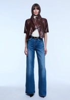 Cropped Leather Jacket in Chocolate Brown-Outerwear-Yigal Azrouel-Chocolate Brown-4-Mercantile Portland