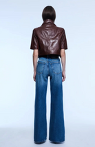 Cropped Leather Jacket in Chocolate Brown-Outerwear-Yigal Azrouel-Chocolate Brown-4-Mercantile Portland