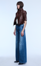 Cropped Leather Moto in Chocolate-Jackets-Yigal Azrouel-Chocolate-2-Mercantile Portland