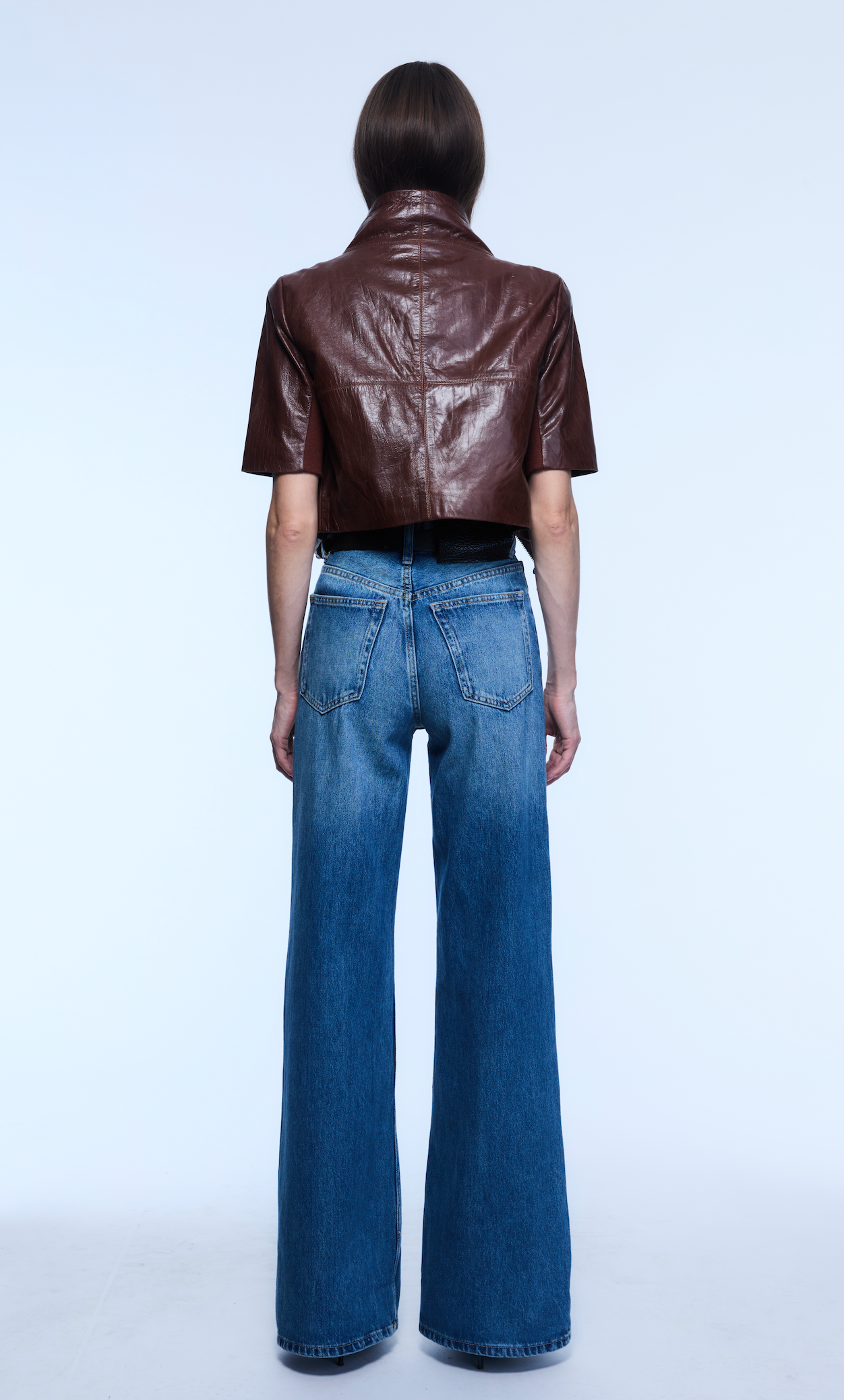 Cropped Leather Moto in Chocolate-Jackets-Yigal Azrouel-Chocolate-2-Mercantile Portland