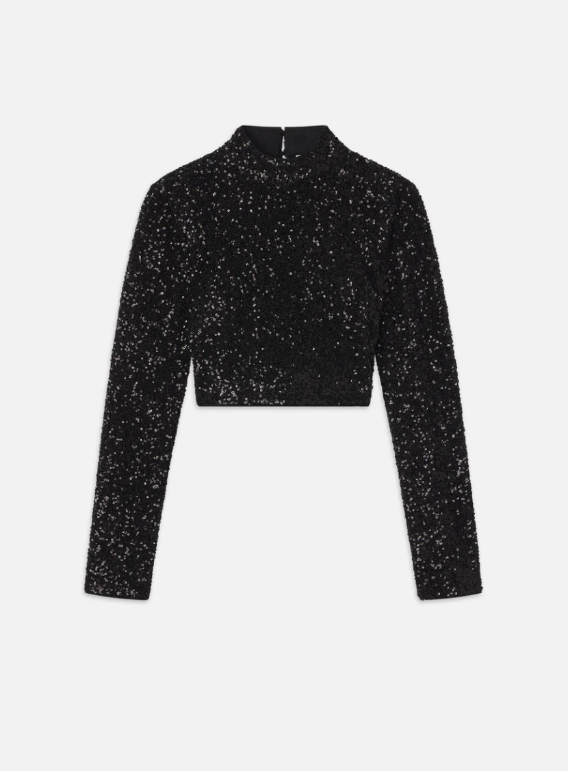 Cropped Sequin Top-Clothing-Frame-Black Sequin-XXS-Mercantile Portland