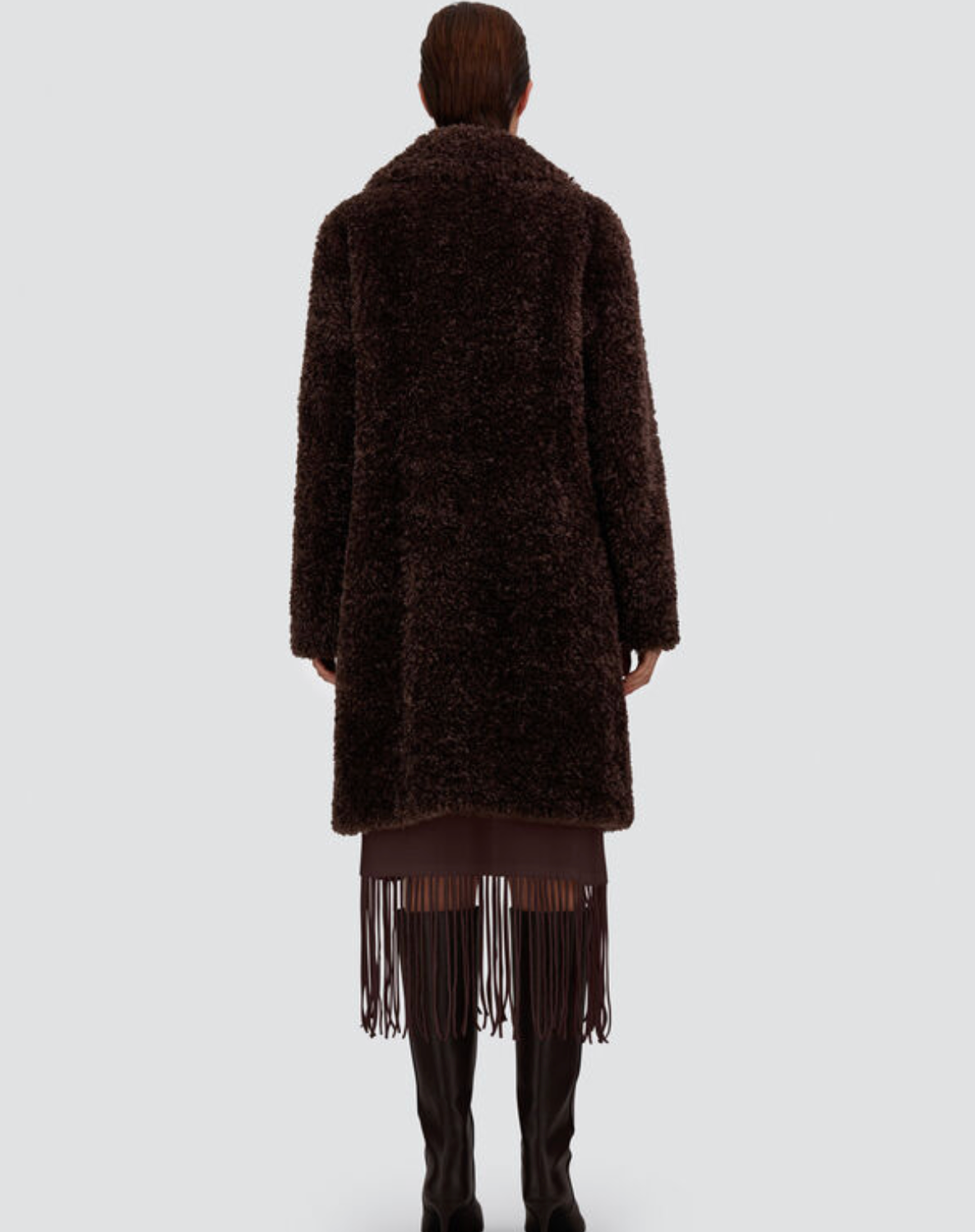 Curly Faux Fur Coat in Chocolate-Outerwear-Herno-Chocolate-36-Mercantile Portland