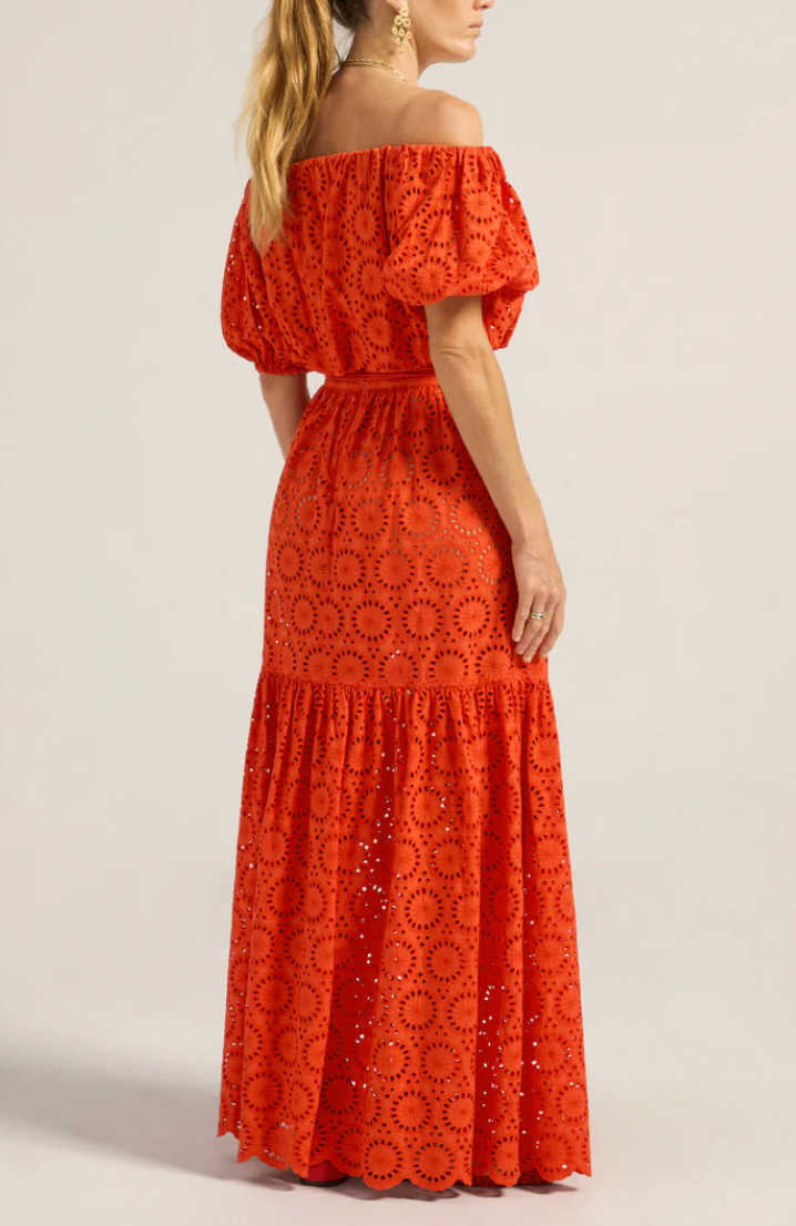 Cyprian Eyelet Skirt-Skirts and Shorts-Ilio Nema-Red-XS-Mercantile Portland