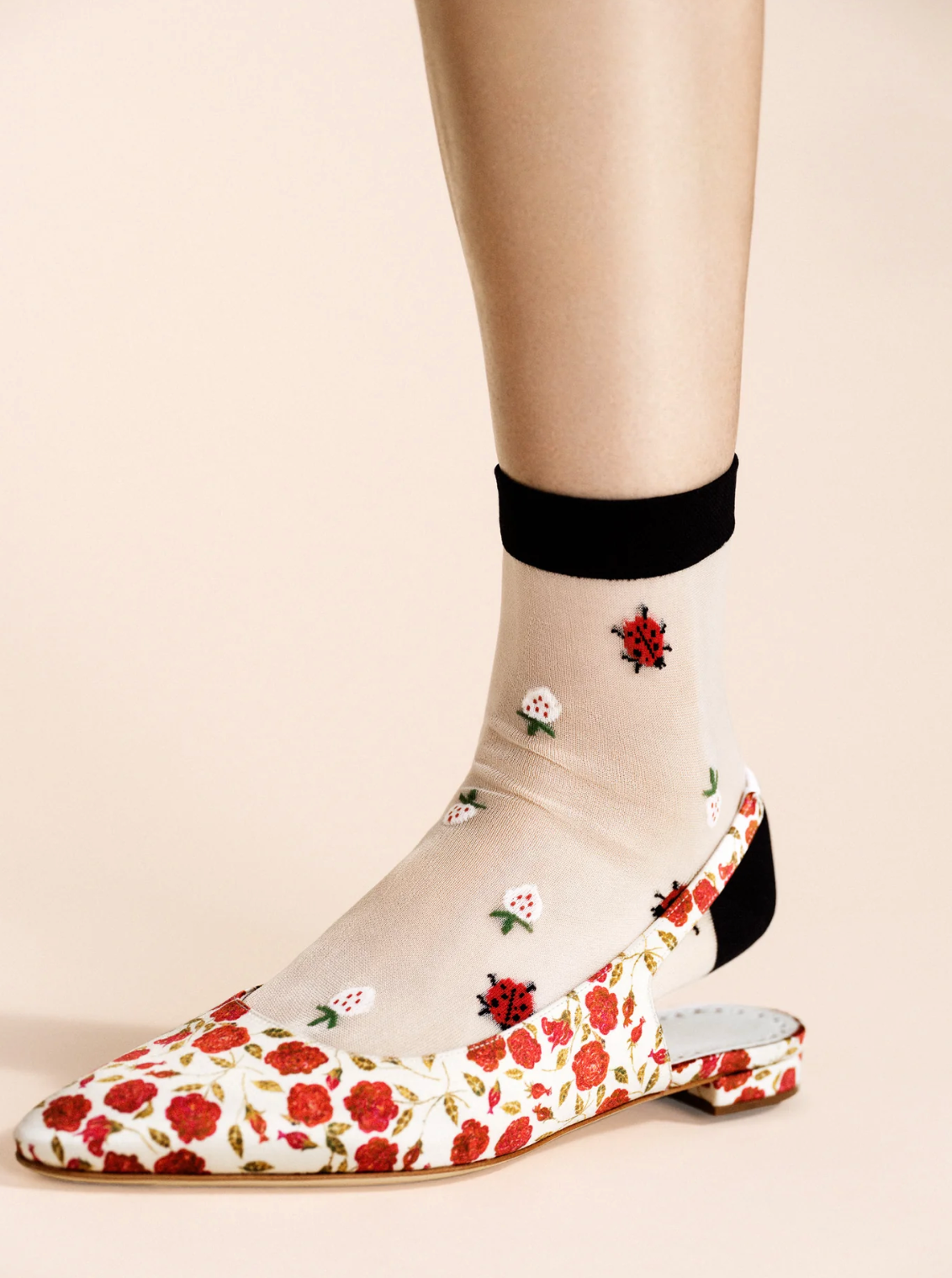 Dainty Ladybug Short Crew Sock-Accessories-Hansel from Basel-Sheer-OS-Mercantile Portland