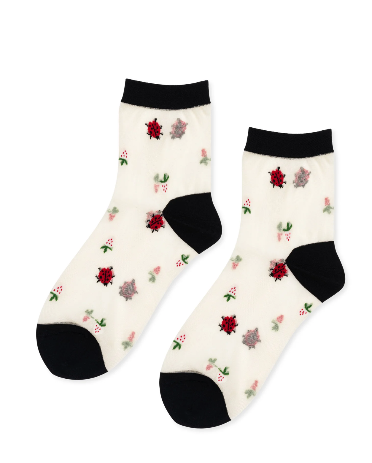 Dainty Ladybug Short Crew Sock-Accessories-Hansel from Basel-Sheer-OS-Mercantile Portland