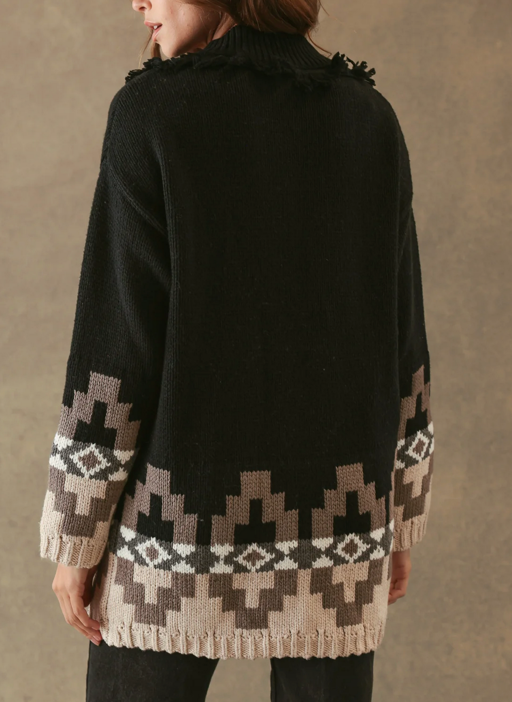 Demeree Cardigan with Southwestern Pattern-Sweaters-27 Miles-Black Combo-XS-Mercantile Portland