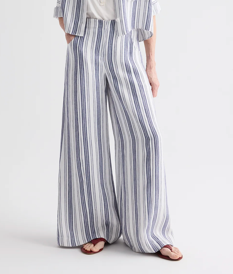 Demie Pant in Ivory/Navy-Pants-TWP-Ivory/Navy-2-Mercantile Portland