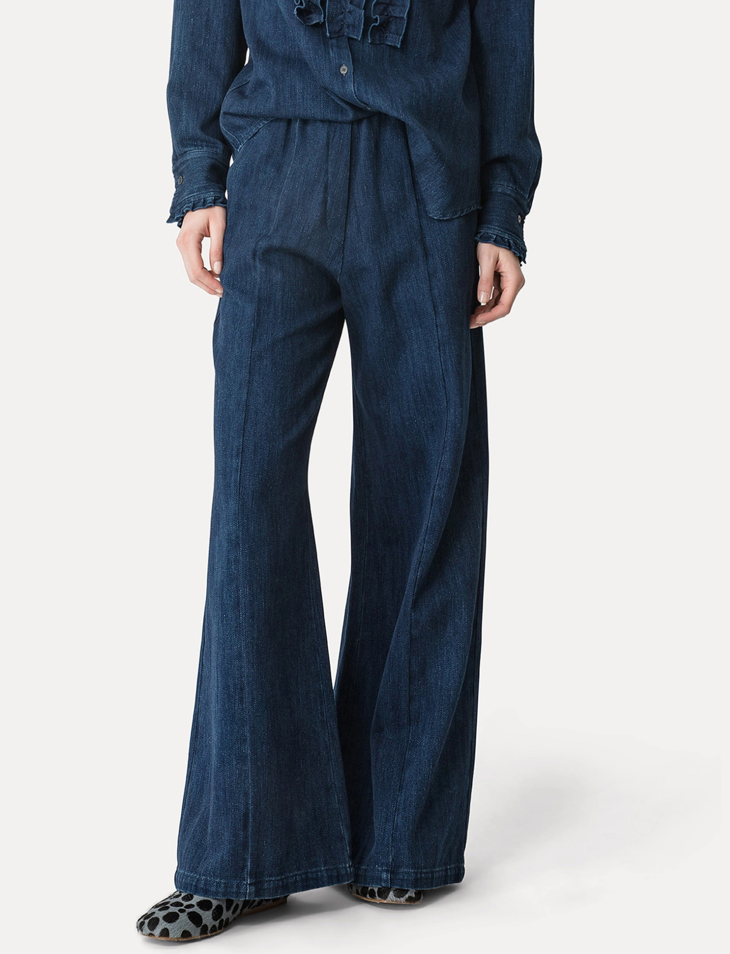 Denim Palazzo Pants-Clothing-Forte Forte-Indigo-00-Mercantile Portland