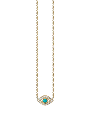 Diamond Bezel Eye Necklace-Jewelry-Sydney Evan-Yellow Gold-OS-Mercantile Portland