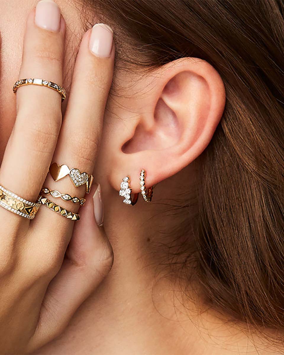 Diamond Cocktail Huggie Hoops-Jewelry-Sydney Evan-OS-Mercantile Portland