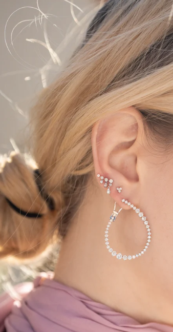 Diamond Dangle Climber Studs-Jewelry-Zofia Day-White Gold-OS-Mercantile Portland