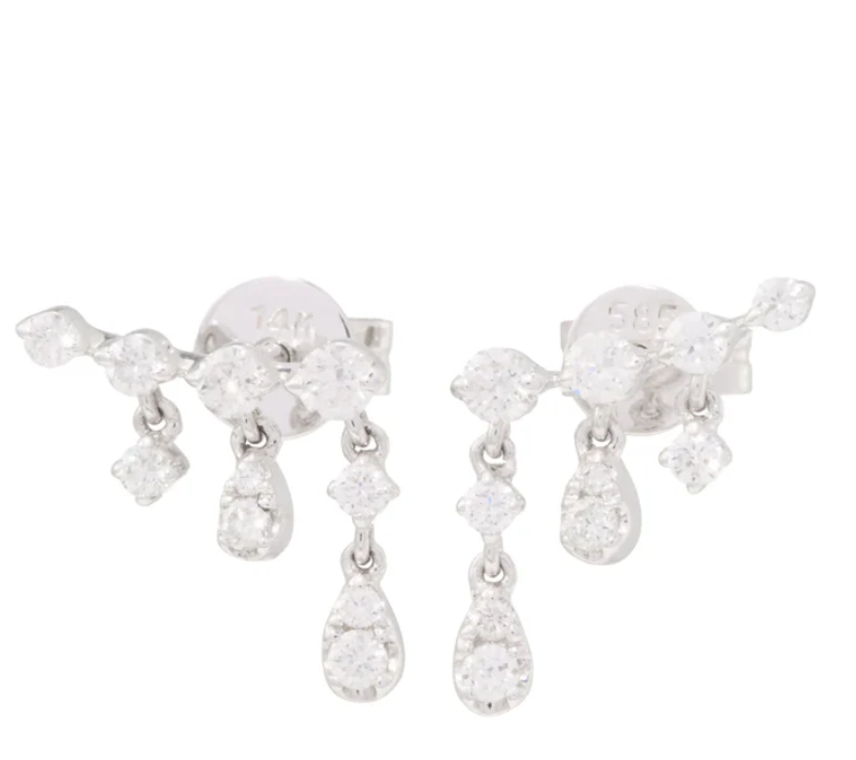 Diamond Dangle Climber Studs-Jewelry-Zofia Day-White Gold-OS-Mercantile Portland
