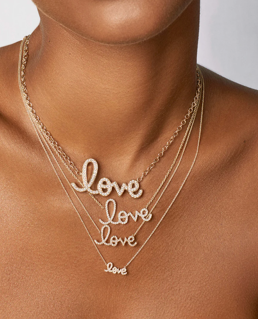Diamond Large Love Necklace-Jewelry-Sydney Evan-Yellow Gold-OS-Mercantile Portland
