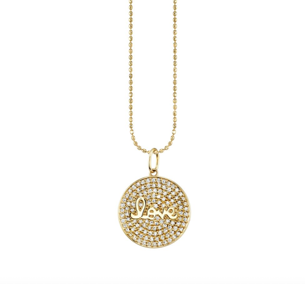 Diamond Love Script Medallion-Jewelry-Sydney Evan-Yellow Gold-OS-Mercantile Portland