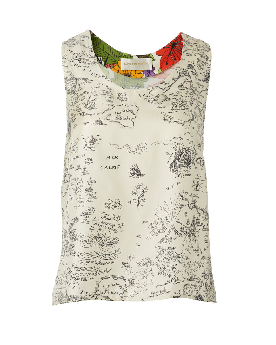 Dierdre Top-Tops-La Prestic Ouiston-Mixed Map Print-0-Mercantile Portland