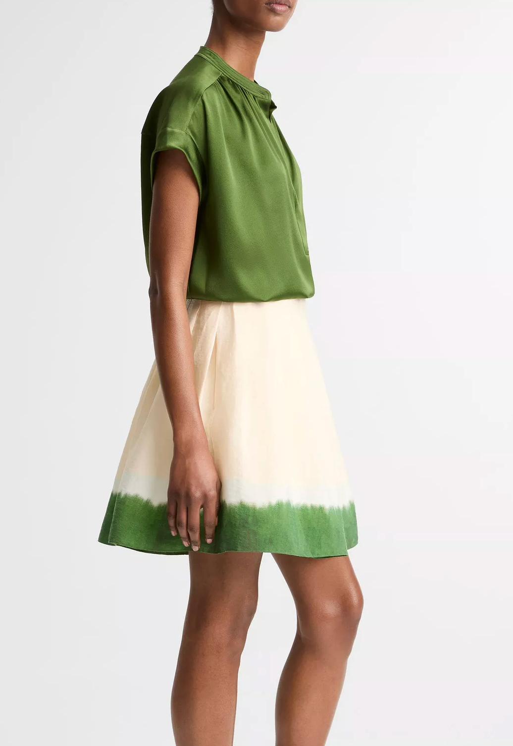 Dip-Dye Pleated Skirt-Skirts and Shorts-Vince-Porcelain / Herba-00-Mercantile Portland