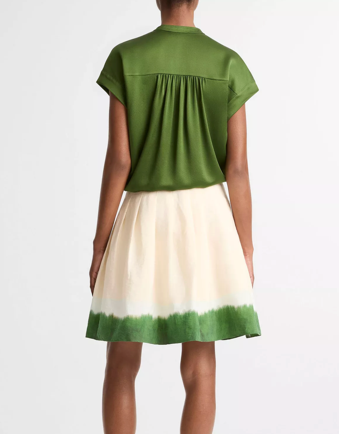 Dip-Dye Pleated Skirt-Skirts and Shorts-Vince-Porcelain / Herba-00-Mercantile Portland