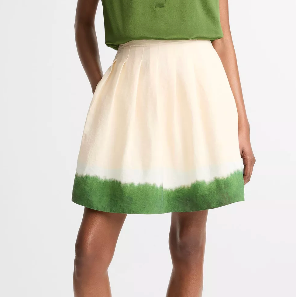 Dip-Dye Pleated Skirt-Skirts and Shorts-Vince-Porcelain / Herba-00-Mercantile Portland