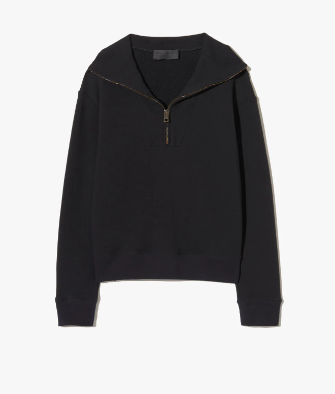 Diya Quarter Zip Sweatshirt-Clothing-Nili Lotan-Black-XS-Mercantile Portland