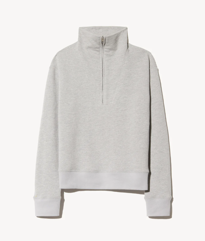 Diya Quarter Zip Sweatshirt-Tops-Nili Lotan-Heather Grey-XS-Mercantile Portland