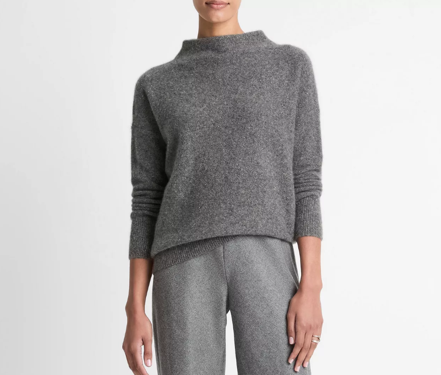Donegal Cashmere Funnel Neck Sweater-Clothing-Vince-Heather Oat Donegal-XXS-Mercantile Portland