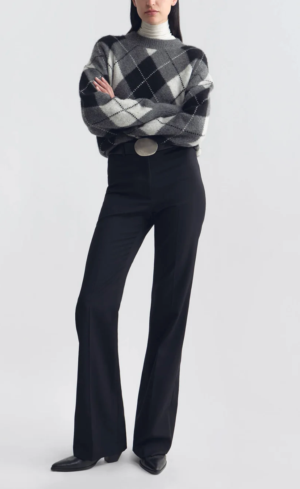 Donnika Argyle Sweater-Sweaters-Nili Lotan-Charcoal Grey-XS-Mercantile Portland