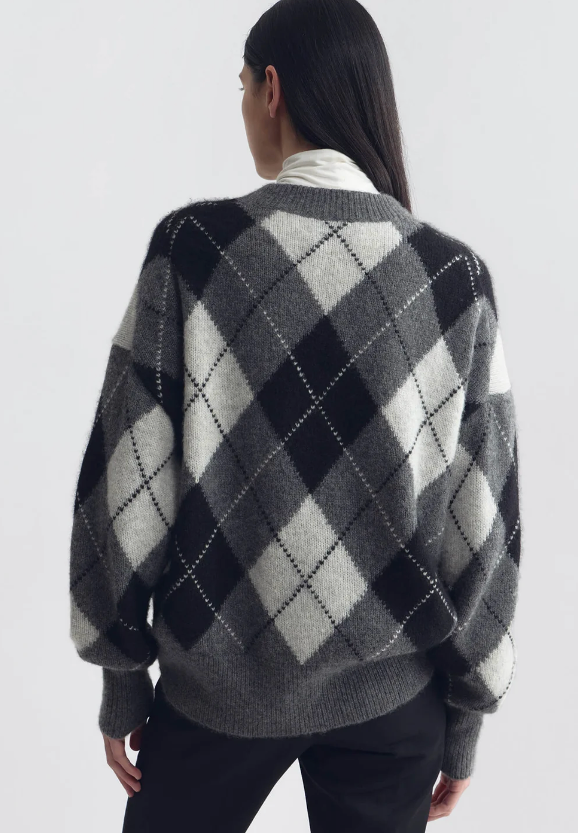 Donnika Argyle Sweater-Sweaters-Nili Lotan-Charcoal Grey-XS-Mercantile Portland