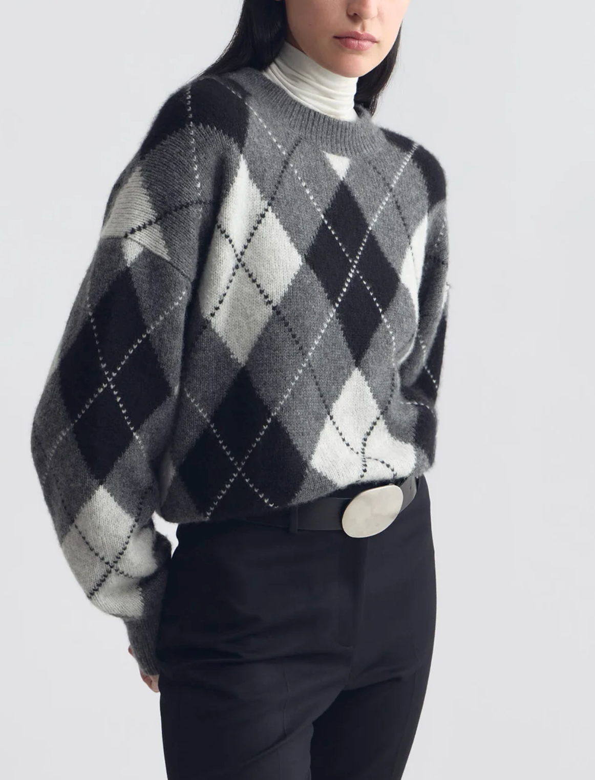 Donnika Argyle Sweater-Sweaters-Nili Lotan-Charcoal Grey-XS-Mercantile Portland
