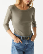 Dot 3/4 Sleeve Tee-Clothing-Michael Stars-Olive • Michael Stars-O/S-Mercantile Portland