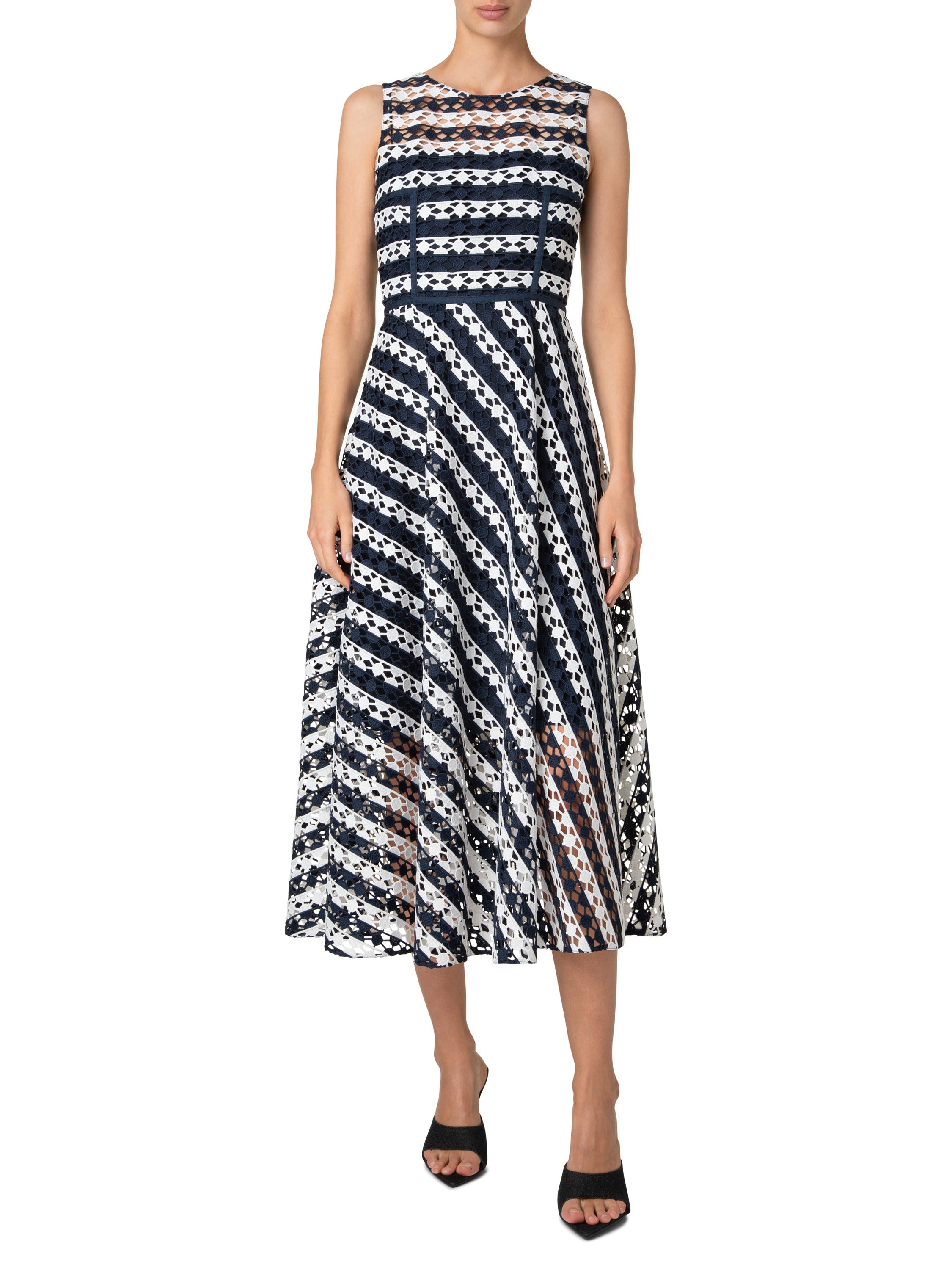 Dot Cut-Out Dress-Denim-Akris Punto-Navy_Cream-2-Mercantile Portland