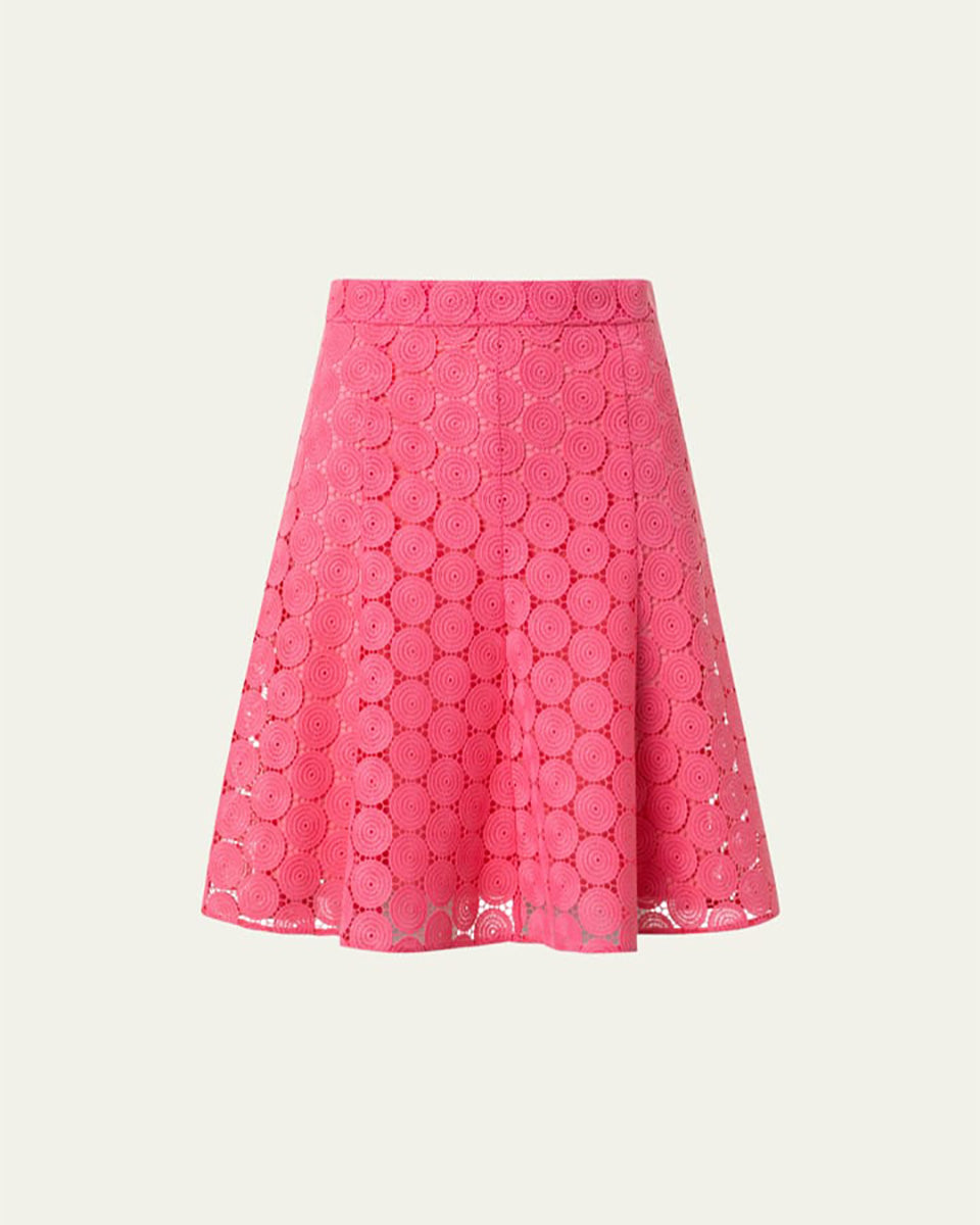 Dot Guipure Lace Flared Skirt-Skirts-Akris Punto-Flamingo • Akris Punto • Dot Guipure-0-Mercantile Portland