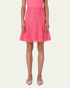 Dot Guipure Lace Flared Skirt-Skirts-Akris Punto-Flamingo • Akris Punto • Dot Guipure-0-Mercantile Portland