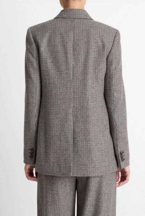 Double Breasted Blazer-Outerwear-Vince-Cacao Houndstooth-00-Mercantile Portland