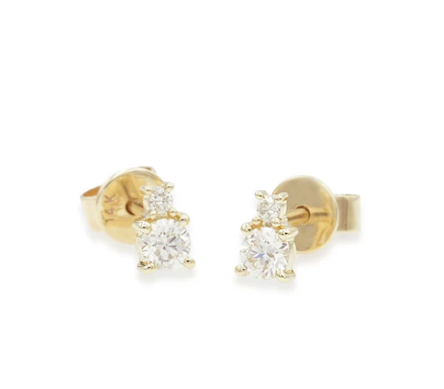 Double Gem Studs-Jewelry-Zofia Day-Yellow Gold-OS-Mercantile Portland