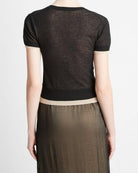 Double-Layer Knit T-Shirt-Shirts-Vince-Black/Oat Sand Combo-XXS-Mercantile Portland