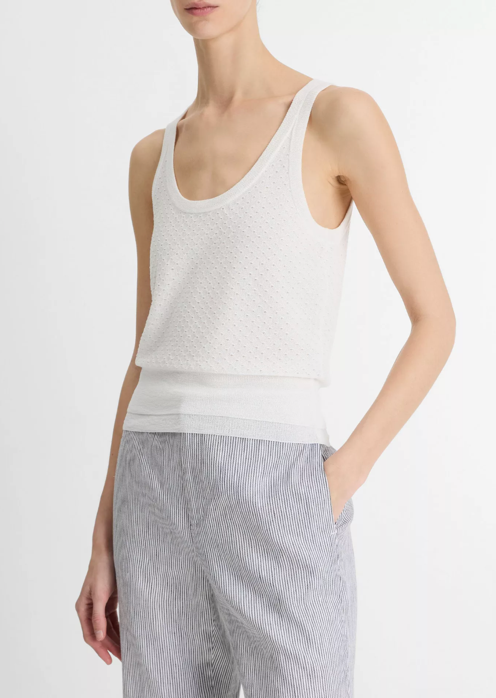 Double-Layered Mesh Cami-Clothing-Vince-Optic White-XS-Mercantile Portland