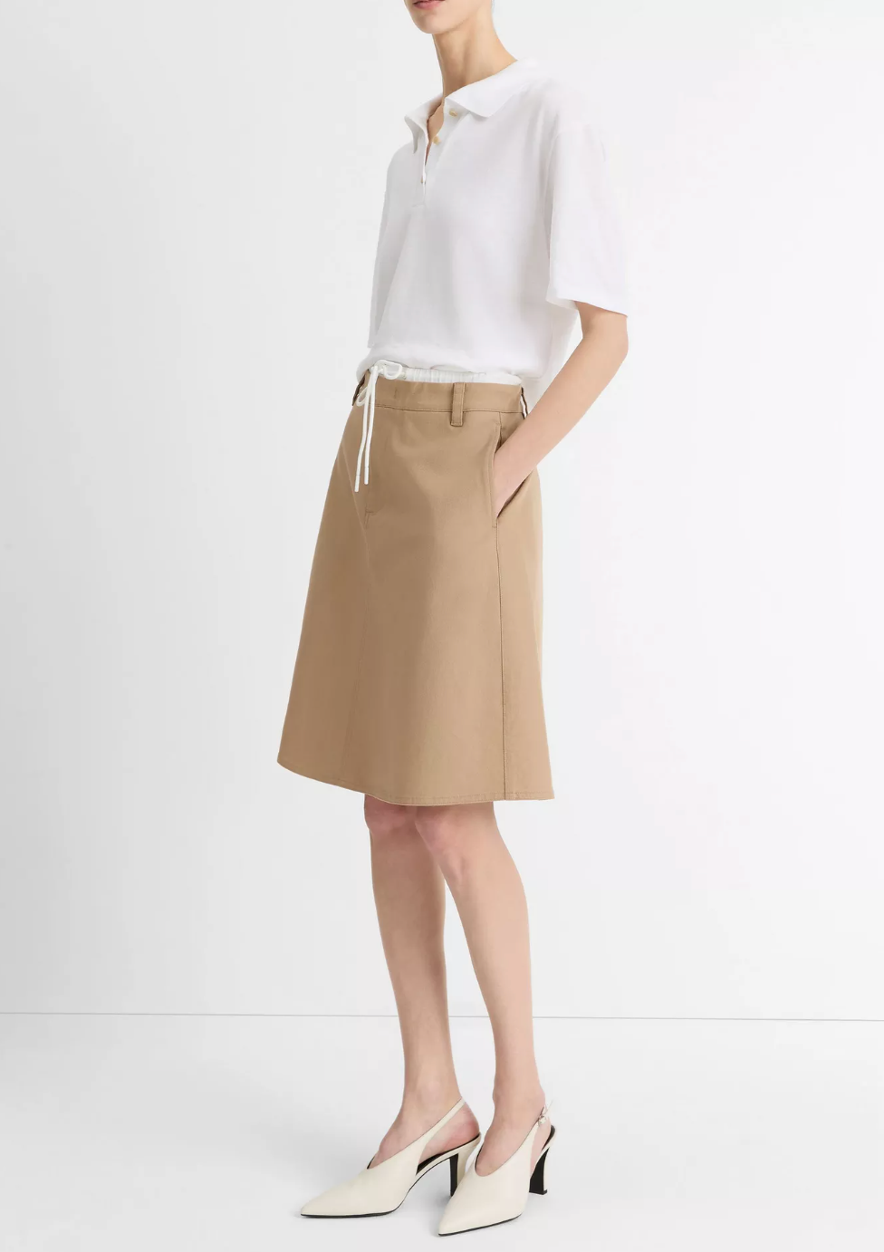 Double-Waistband Cotton Skirt-Clothing-Vince-Sandbar-00-Mercantile Portland